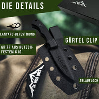 1 x RAW Customer Returns SK Wild Ones Outdoor Knife Survival - Hunting Knife Fixed Blade - Survival Knife Outdoor with G10 Handle - EDC Knife Outdoor Knife Fixed - Made of 420 HC Stainless Steel Neck Knife Lorni - RRP €22.99