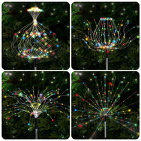 1 x RAW Customer Returns Solar lamps for outdoor garden, 8 pieces 1600 LEDs waterproof fireworks solar light, solar lights dandelion decoration for garden, terrace, yard, trees, party, festival, wedding color  - RRP €20.4