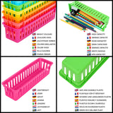 1 x RAW Customer Returns BELLE VOUS Stationery Storage Basket Plastic 12 Pieces - Storage Box Long Set Colorful - Plastic Basket Storage for Small Colored Pencils Pencils in Classroom, Desk, Office, Accessories, Makeup - RRP €22.99