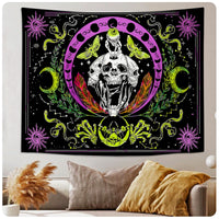 7 x Brand New Roninkier black light tapestry psychedelic tarot - Skull Wall Tapestry Uv Wall Cloth Psychedelic Wall Cloth Xxl Anime Tapestry Wall Hanging Halloween Christmas for Bedroom, 230x180cm - RRP €223.93