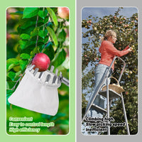 1 x RAW Customer Returns 4.2M fruit picker with telescopic handle, fruit picker for cherries diameter 16 cm, apple picker with cotton bag, cherry picker, plum picker for reaching inaccessible places in fruit trees - RRP €34.26