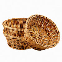 1 x RAW Customer Returns WANDIC Woven Basket, 3 Pack Polywicker Bread Storage Baskets for Food Fruit Vegetable Flat Shop Supermarket Exhibition Serving Restaurant Home Kitchen Round Brown - RRP €28.45