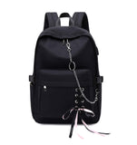 1 x RAW Customer Returns Joymoze Classic Backpack for Women Stylish School Backpack for Teenage Girls Black with Chain  - RRP €33.99