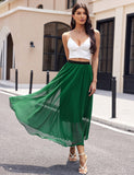 1 x RAW Customer Returns Zeagoo Tulle Skirt Women s A Line Maxi Skirt High Waist Plain Floral Print Tutu Skirt Long Green XXL - RRP €27.25