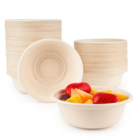 1 x RAW Customer Returns HAAGO - 100 Disposable Bowls, Sugarcane Bagasse Disposable Bowls - Disposable Soup Bowls, Disposable Bowls for BBQs, Picnics - Cardboard Bowls for Outdoor Dining, Alternative to Plastic Bowls - 500ml - RRP €23.99