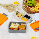 1 x RAW Customer Returns linoroso Lunch Box Adult Lunch Box with 3 Compartments Bento Box with Sauce Container and Crockery Lunch Box for Microwave and Dishwasher Plastic BPA Free - Orange - RRP €30.2