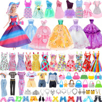 8 x Brand New 41 pieces clothes and accessories for 11.5 inch doll, clothes and accessories for dolls including mini clothes tops trousers shoes bag accessories casual delivery - RRP €94.4