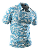 1 x RAW Customer Returns JOGAL Men s Golf Polo Shirts Short Sleeve Floral Summer Casual Shirt Regular Fit Sport Outdoor Polo T-Shirt Blue XXX-Large - RRP €28.33