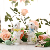 1 x Brand New VALERY MADELYN 2 pieces Easter bunnies for Easter decoration outside modern, decorative bunny with Easter eggs for garden decoration, Easter gifts for spring decoration table decoration, beige, 13 cm - RRP €16.12