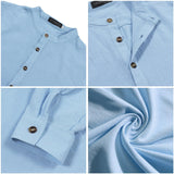 1 x RAW Customer Returns YAOBAOLE Shirt Men s Long Sleeve Men s Cotton Linen Shirt Men Shirts Light Blue XL - RRP €25.19