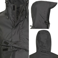 1 x RAW Customer Returns AWHA rain poncho for men and women, waterproof and extra long for hiking, riding, cycling - outdoor rain protection, reusable with bag, black, L XL - RRP €30.24