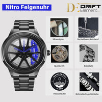 1 x RAW Customer Returns DriftElement Nitro rim watch men M3 sports car men s wristwatch in 3D design made of stainless steel individual designer quartz watch with mineral glass blue  - RRP €103.9