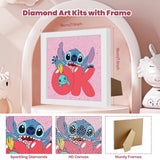 4 x Brand New GHHKUD Diamond Painting Children with Frame, Stitch Diamond Painting Set, Diamond Painting Pictures Children with Gift Box, Diamond Painting for Children from 8-12 Years, Art Craft for Home Decor 18 x 18 cm  - RRP €81.6