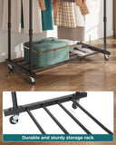 1 x RAW Customer Returns OROPY Clothes Rack on Wheels, 158.5cm High Double Clothes Rail, Stable Coat Rack with Shelf, Metal Clothes Rack with 2 Clothes Rails, Black - RRP €39.99