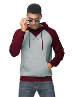 2 x Brand New YuKaiChen Men s Pullover Hoodie Patchwork Sweatshirt Casual Raglan Sleeve Hoodie with Pockets L Wine Red - RRP €55.2