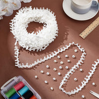 1 x RAW Customer Returns PH PandaHall 20 Yards of White Wedding Dress Buttons, Petite Braid, Tassels and Lace Fringe with 60 Pieces Pearl Buttons for Costume Crafts Sewing Wedding Dress Decoration - RRP €12.42