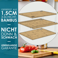 1 x RAW Customer Returns Wooden cutting board set of 3 - 3 extra thick bamboo cutting boards - 33 x 22 cm 28 x 22 cm 22 x 15 cm - The perfect wooden board kitchen, bread boards and serving boards - by LARHN - RRP €20.06