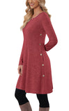 1 x Brand New MOLERANI Sweater Dress for Women Long Sleeve Dress Ladies Button Casual Tunic Dress with Pockets Red M - RRP €29.03