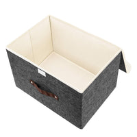 1 x RAW Customer Returns TYEERS Storage Boxes with Lid, Fabric, Washable, Organizer Boxes, 38x25x25 cm, Set of 3, Black - RRP €25.66