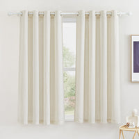 1 x RAW Customer Returns KGORGE linen curtain semi-transparent living room curtains with eyelets set of 2 160cm x 140cm HxW linen look curtains semi-transparent kitchen curtains short country house curtain linen look natural color - RRP €29.45