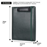 2 x Brand New Wonderpool A5 PU Leather Clipboard Writing Folders Notepad with Inner Pocket - Writing Padfolio File Document Case Holder for Office Travel School Hotel Hospital Green, A5  - RRP €32.42