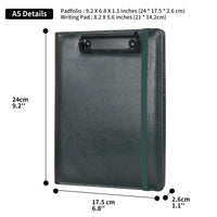 1 x Brand New Wonderpool A5 PU Leather Clipboard Writing Folders Notepad with Inner Pocket - Writing Padfolio File Document Case Holder for Office Travel School Hotel Hospital Green, A5  - RRP €16.21