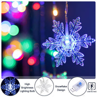 1 x RAW Customer Returns BLOOMWIN 2x1M LED, snowflake light curtain colorful, USB Christmas lights 8 modes fairy lights curtain 104LEDs mood lights for balcony, window, wedding, Christmas IP44 fairy lights - RRP €25.99