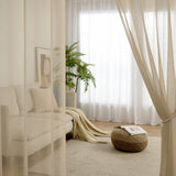 1 x RAW Customer Returns MIULEE Sheer Voile Curtain with Eyelets Transparent Curtain Eyelet Curtain Eyelet Scarf Transparent See-Through Airy Decorative Scarf for Bedroom Living Room 140 x 225 cm W x H Set of 2 Khaki - RRP €28.36