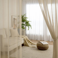 1 x RAW Customer Returns MIULEE Sheer Voile Curtain with Eyelets Transparent Curtain Eyelet Curtain Eyelet Curtain Transparent Transparent Airy Decorative Curtain for Bedroom Living Room 140 x 200 cm W x H Set of 2 Khaki - RRP €29.23