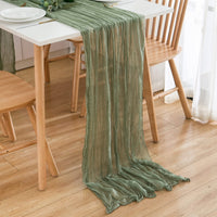 1 x RAW Customer Returns CHUQING Table Runner Sage Green 70 cm x 4 m Chiffon Green Wedding Decorative Table Runner for Birthdays, Indoor and Outdoor - RRP €24.58