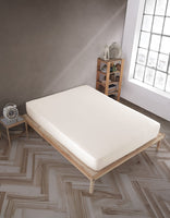 1 x RAW Customer Returns Vency Double Fitted Sheet 180x200 cm Beige Double Sheet in 100 Cotton 150g m  - RRP €24.9