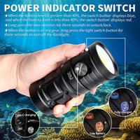 1 x RAW Customer Returns Diving lamp, LetonPower TS 10000Lumens underwater flashlight, 100m underwater video light, diving lamp, diving lights with Type-C charging for professional outdoor underwater sports photography video - RRP €129.99