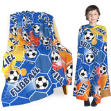 3 x Brand New Luogort Blue Football Grid Football Blanket, Football Lovers Gifts, Football Gifts for Boys Men, Football Team Gifts for Teenagers Adults, Flannel Blanket 130 x 150 - RRP €78.63