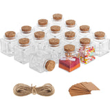 1 x RAW Customer Returns Belle Vous Pack of 15 Mini Glass Bottles with Cork Lids, Label and String 50 ml Mini Square Airtight Glass Jars and Labels for Wedding, Party, Spice and Jam Gifts - RRP €21.62