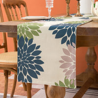 1 x Brand New Table Runner Green Table Runner Modern Winter Teal Gray Dahlia Flowers Tablecloth Outdoor Geometric Linen Washable Kitchen Dining Table Decoration for Wedding Holiday Party Living Room 33 x 183 cm - RRP €15.37