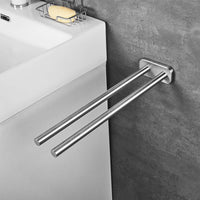 1 x RAW Customer Returns JS Towel Holder Stainless Steel Brushed Bathroom Towel Rail Two Arms Wall Mounted Bathroom Towel Holder 40cm - RRP €22.99