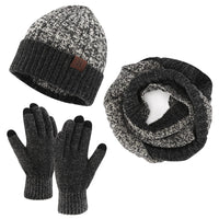 20 x Brand New Bequemer Laden Winter Warm Beanie Hat Knitted Hat Touchscreen Gloves and Long Scarf Set Ribbed Cable Knit for Men and Women - RRP €483.8