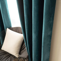 1 x RAW Customer Returns MIULEE Blue-Green Velvet Curtains for Indoor Modern Short Curtains, Elegant Velvet Curtains for Bedroom, 2 Pieces Thermal Winter Curtains for Window, Each 160 CM High, Velvet Curtain for Living Room - RRP €45.49