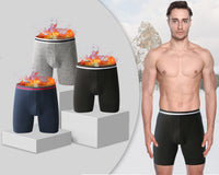 1 x Brand New Nuofenkudu Men s Thermal Boxer Shorts Warm Long Leg Seamless Thermal Underpants with Elastic Waistband Stretch Bulge Warming Comfortable Underwear Soft Men s Retro Shorts E-4 Pack-2 Black 2 Blue XL - RRP €31.99