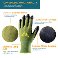 1 x RAW Customer Returns COOLJOB Gardening Gloves for Women and Men, 2 Pairs Bamboo Touchscreen Garden Gloves, Nitrile Coated Breathable Work Gloves, Green, Size S 2 Pairs S  - RRP €25.2