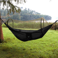 1 x RAW Customer Returns NATUREFUN Ultra-Light Travel Camping Hammock Mosquito Net Hammock 300 kg load capacity, breathable quick-drying parachute nylon 2 premium carabiners, 2 nylon slings included Black - RRP €33.99