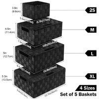 1 x RAW Customer Returns Storage box set of 5, 34 cm storage basket with lid, stackable multi-purpose, storage boxes for storing and organizing bathroom room towels makeup black  - RRP €45.97