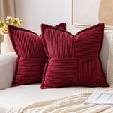 1 x RAW Customer Returns MIULEE Set of 2 Corduroy Velvet Cushion Covers Velvet Cushion Soft Decorative Cushion Cover Modern Cushion Cover Sofa Cushion Decorative Cushion Couch Cushion for Living Room Bedroom Burgundy 50 x 50 cm - RRP €23.41