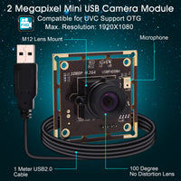 1 x RAW Customer Returns ELP 2MP USB Camera Module 1080P H.264 Webcam Low Light USB Camera with 100 Degree Lens for Windows Linux, Plug and Play Mini Security Webcam for Home - RRP €70.58