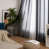 1 x RAW Customer Returns MIULEE Set of 2 Sheer Voile Curtains with Eyelets Transparent Curtain Made of Voile Polyester Eyelet Curtain Transparent Living Room Airy Decorative Curtain for Bedroom 140 X 245 cm W x H , Grommet Top Black - RRP €27.99