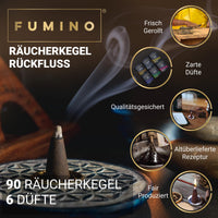 2 x RAW Customer Returns Fumino Backflow Backflow Incense Cones Set Essential Multipack - Fresh Incense Cones with Masala Agarbatti Joss Fragrance - 6 Boxes 90 Incense Cones Waterfall for Relaxation and Meditation - RRP €24.2