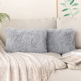 1 x RAW Customer Returns MIULEE Set of 2 cushion covers,fur sofa cushions,cuddly cushions, plush cushions, cuddly couch cushions, super soft cushions, fluffy cushion covers for sofa, 30 x 50 cm, grey-white - RRP €14.62