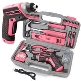 1 x RAW Customer Returns Hi-Spec 35-piece pink DIY tool set with rechargeable USB cordless screwdriver. For repairs and maintenance in a practical tool case - For women and girls - RRP €37.3