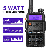 1 x RAW Customer Returns BAOFENG GT-5R Walkie Talkie 2pcs, Dual Band Radio for UHF VHF 144-146 430-440MHz, Long Range with Memory for 128 Channels, 1800 mAh Battery, Headphones for Adults, Supported by Chirp - RRP €61.99