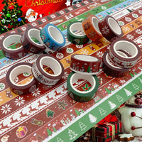 56 x Brand New UOOOM Christmas Washi Tape Set 12 Rolls Decorative Self-Adhesive Tape Masking Tape for Christmas Gift Wrapping Decoration DIY Scrapbooking Crafts Red  - RRP €447.44